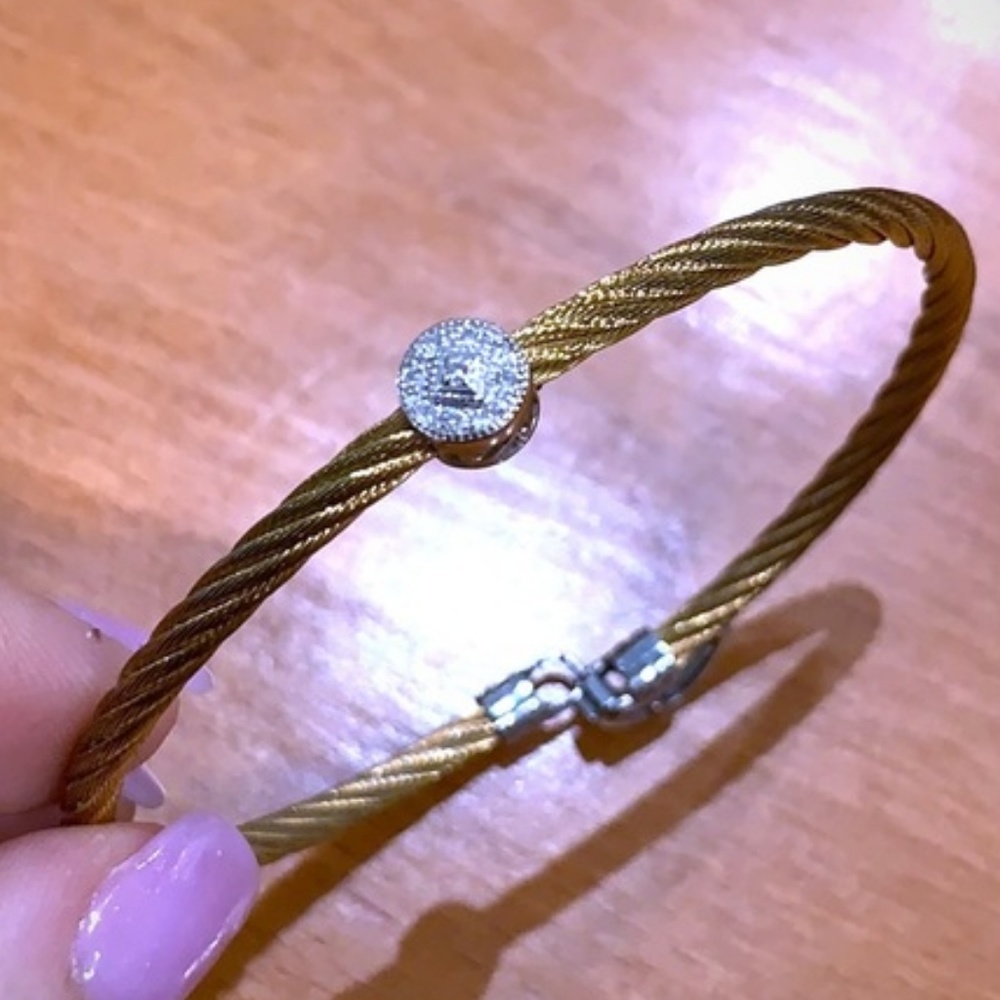 Charriol 18k Gold Steel Diamond Cable Bracelet